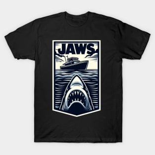 JAWS Shark / Boat Design T-Shirt